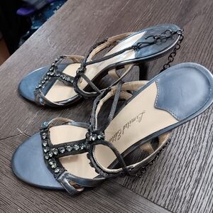 Womens Suze 7.5, Anne Michelle Shimmering Silver Heels